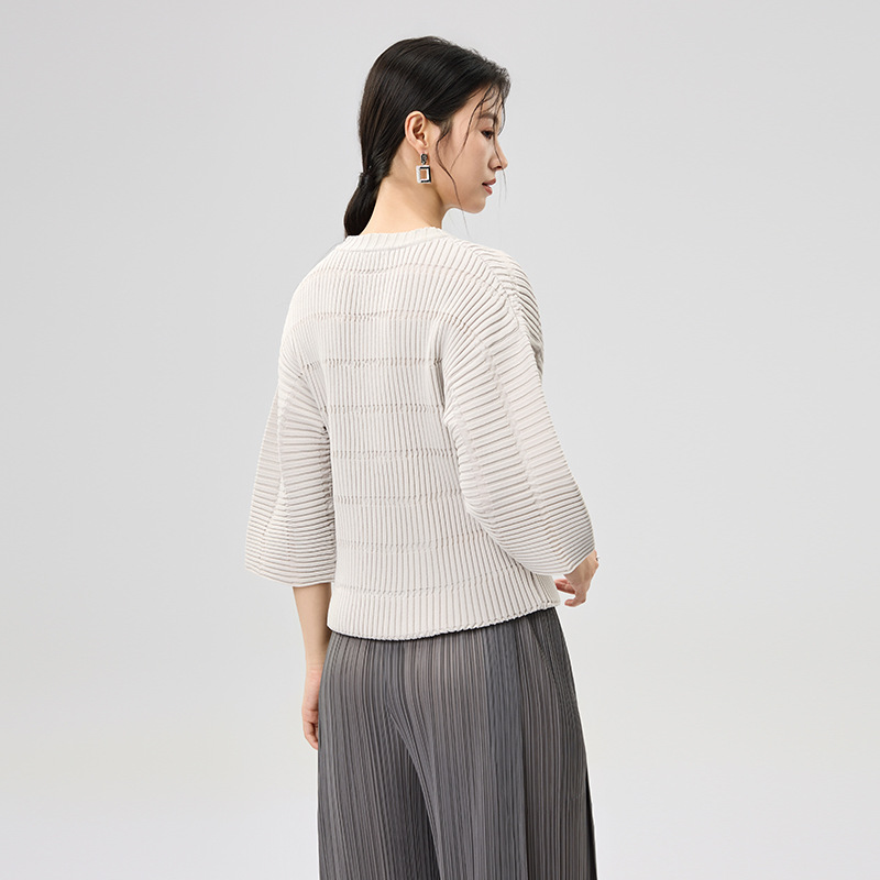 Haut en tricot polyvalent à la mode, qualité Boutique, automne 2025, Design Original de Style coréen, haut plissé surdimensionné, nouvelle collection