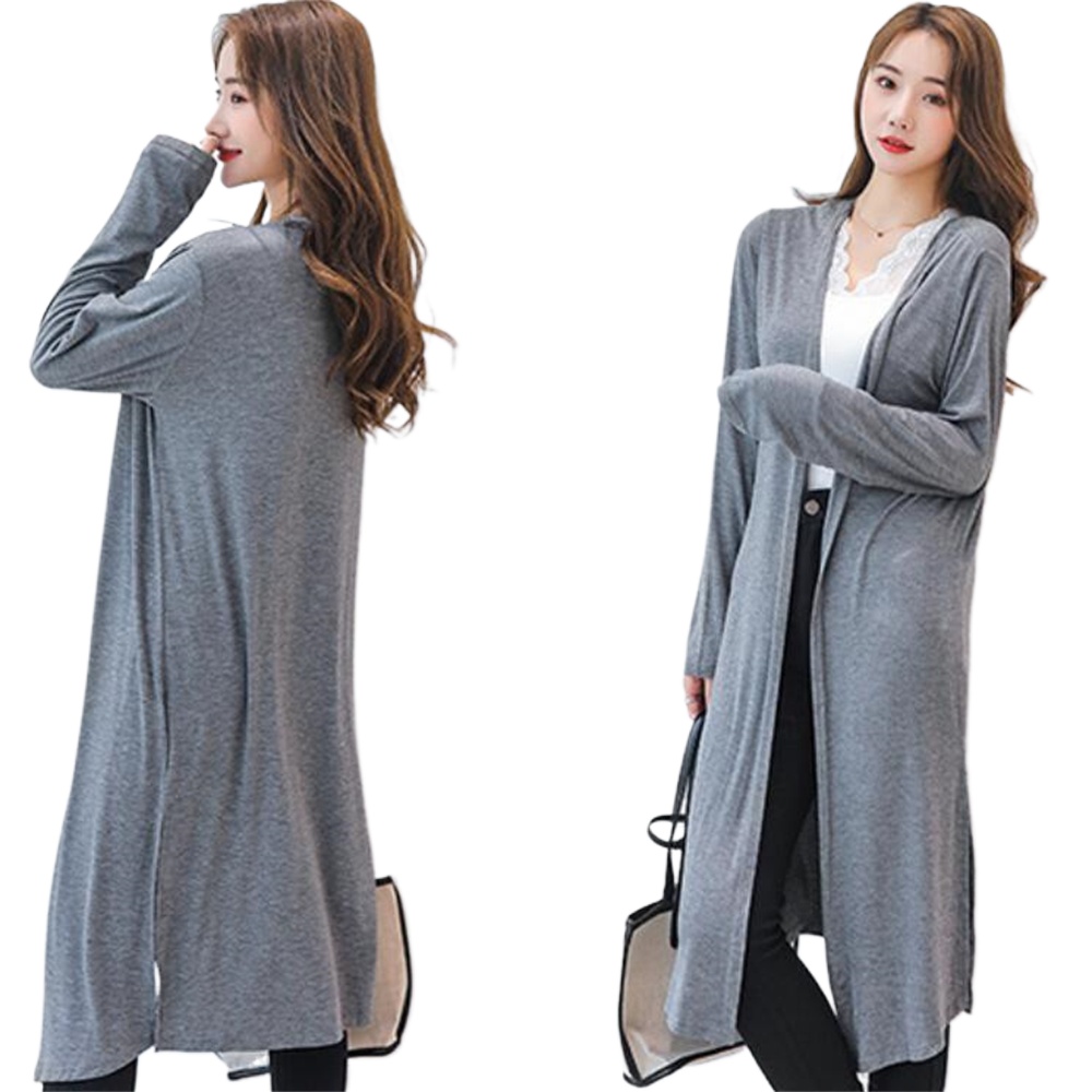 Cardigan long d'été en modal pour femme, style coréen, chemisier à manches longues, pull décontracté, vêtements de plage, blusas, tops