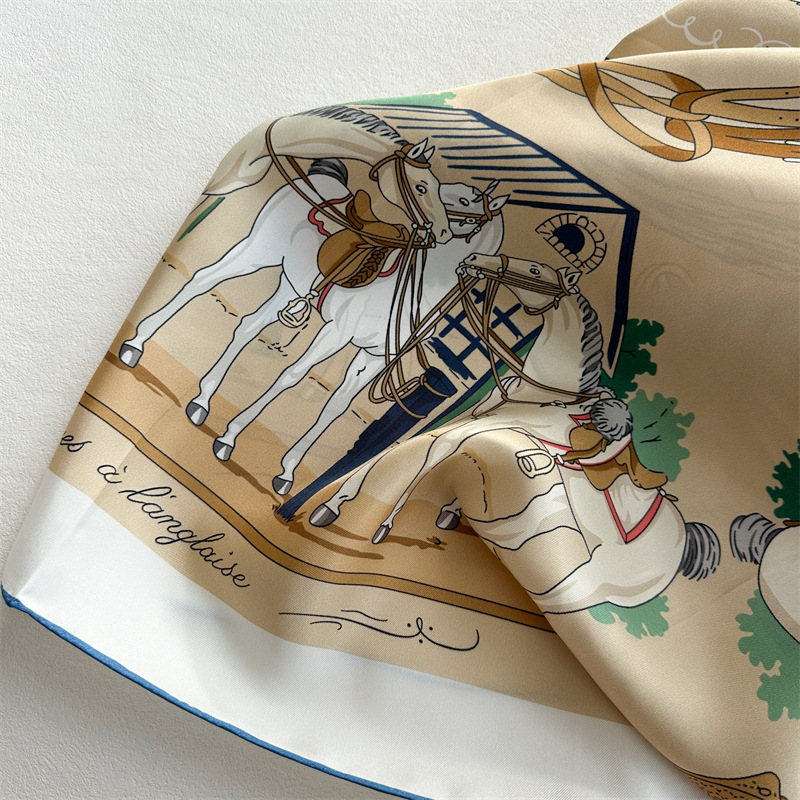 Écharpe 100% Soie 90CM, Foulards de Luxe de Créateur, Bandanas à Bords Roulés, Châles de Printemps, Accessoires Cheveux et Cou 35"