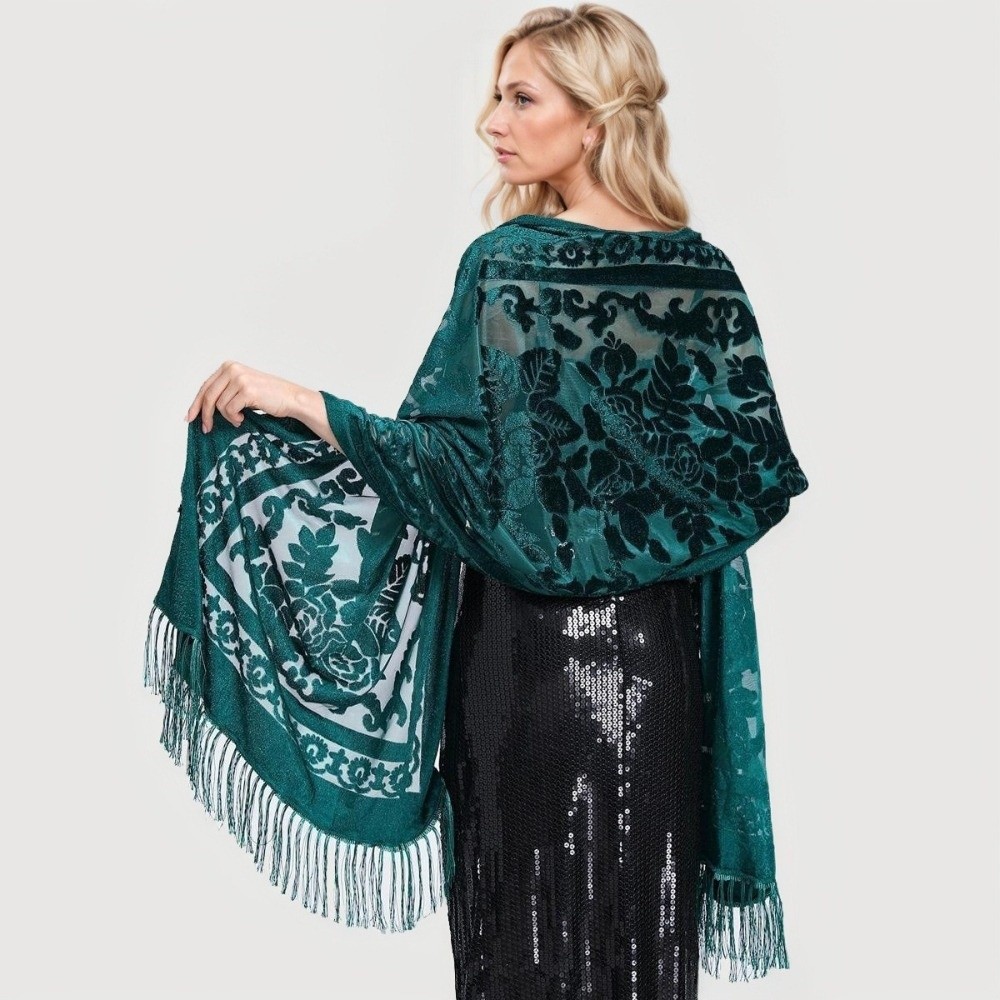 Châle de robe chinoise de Style ethnique, Design élégant, utilisation polyvalente, écharpe longue à franges, matériau chaud, écharpe en velours à bord frangé