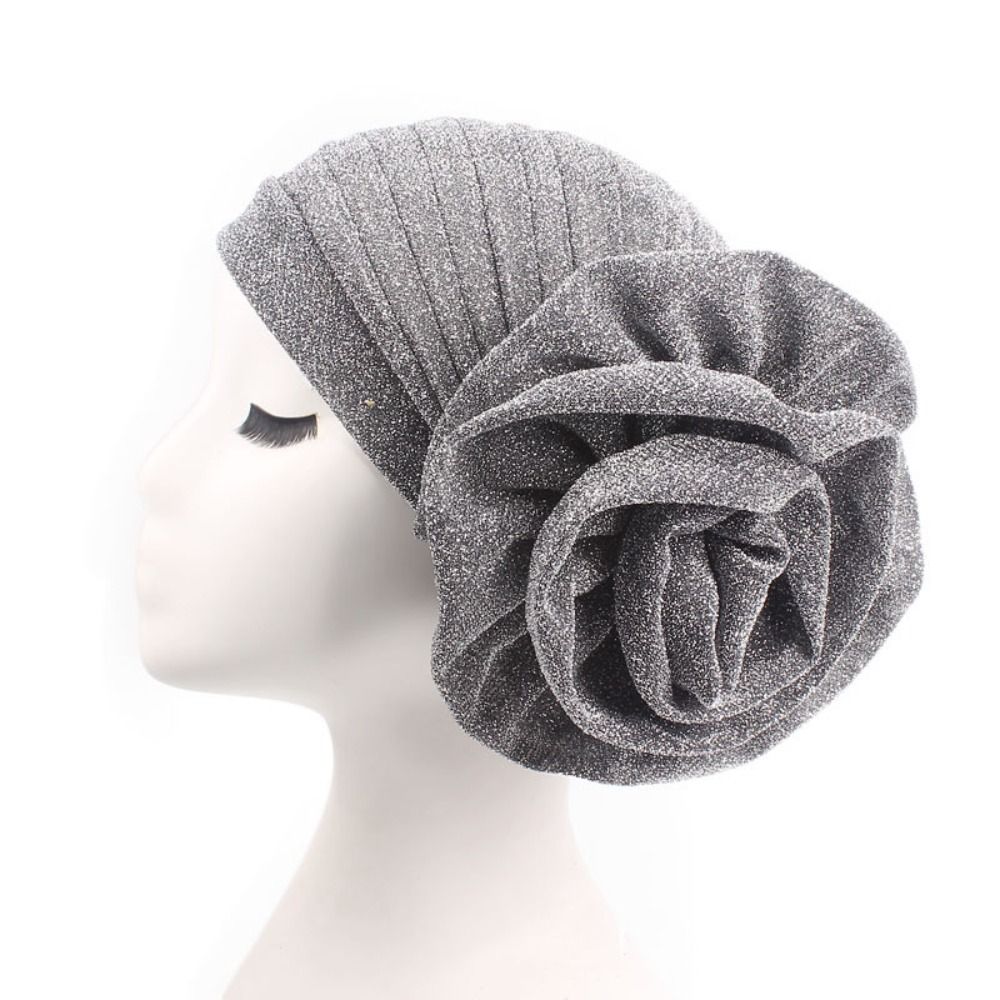 Turban africain en soie naturelle avec grande fleur rose, couvre-chef nigérian pour mariage, Geles respirant et léger, bonnet de fête