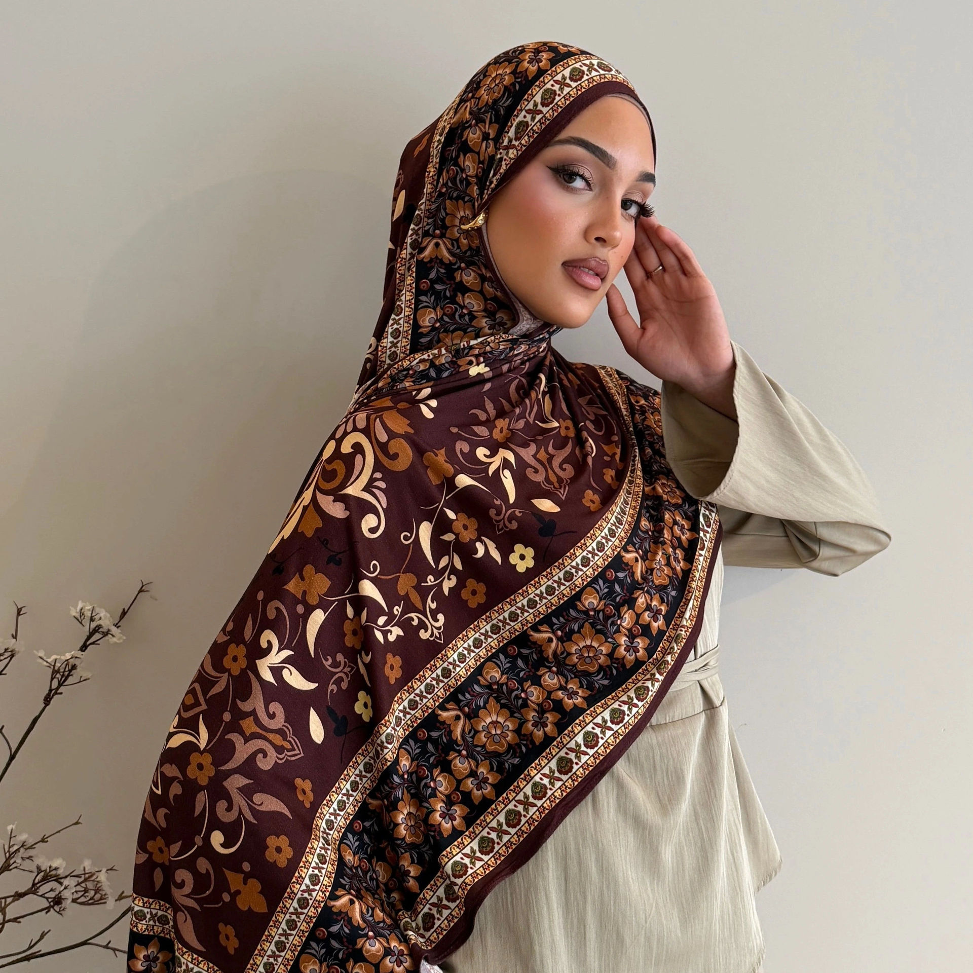 Hijab en coton jersey imprimé de qualité supérieure, doux et respirant, pour femmes musulmanes, châles et écharpes en coton islamique, hijab en viscose