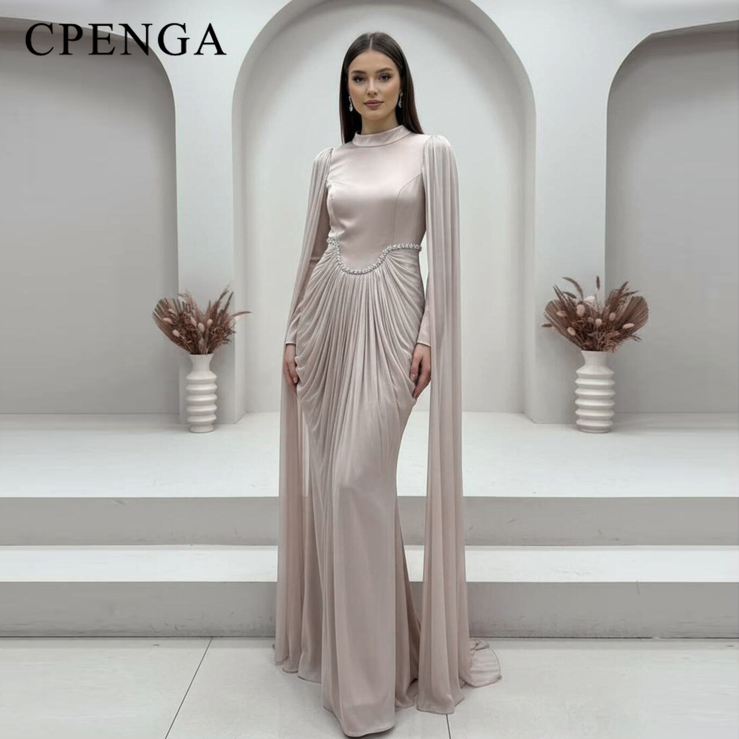 Robe modeste à manches longues et col haut pour femmes musulmanes, Abaya de luxe de Dubaï, tenue élégante pour les fêtes, nouveauté en Turquie, robe Kaftan