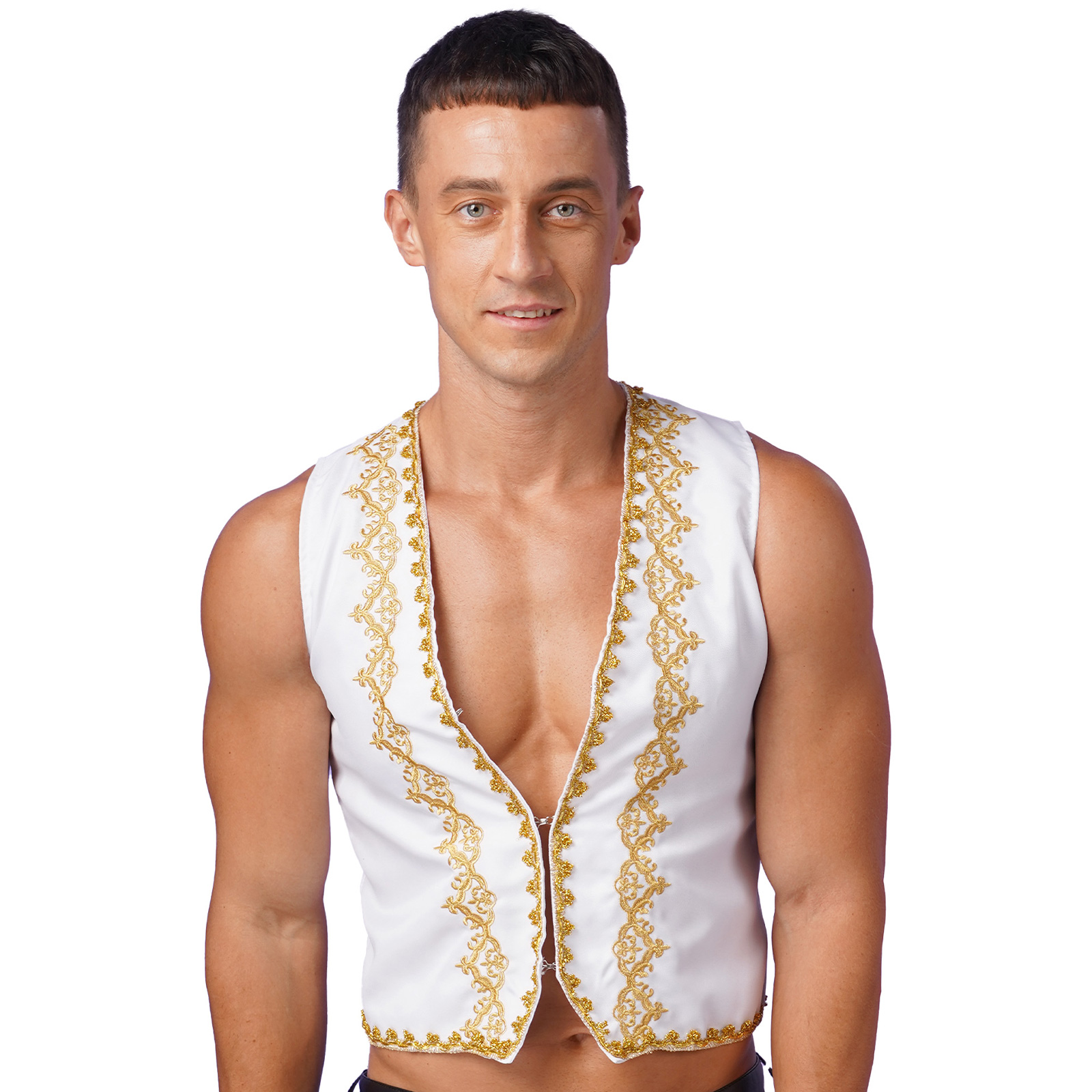 Gilet Vintage Victorien pour Homme, Broderie Dorée, Style Steampunk, Costume d'Halloween