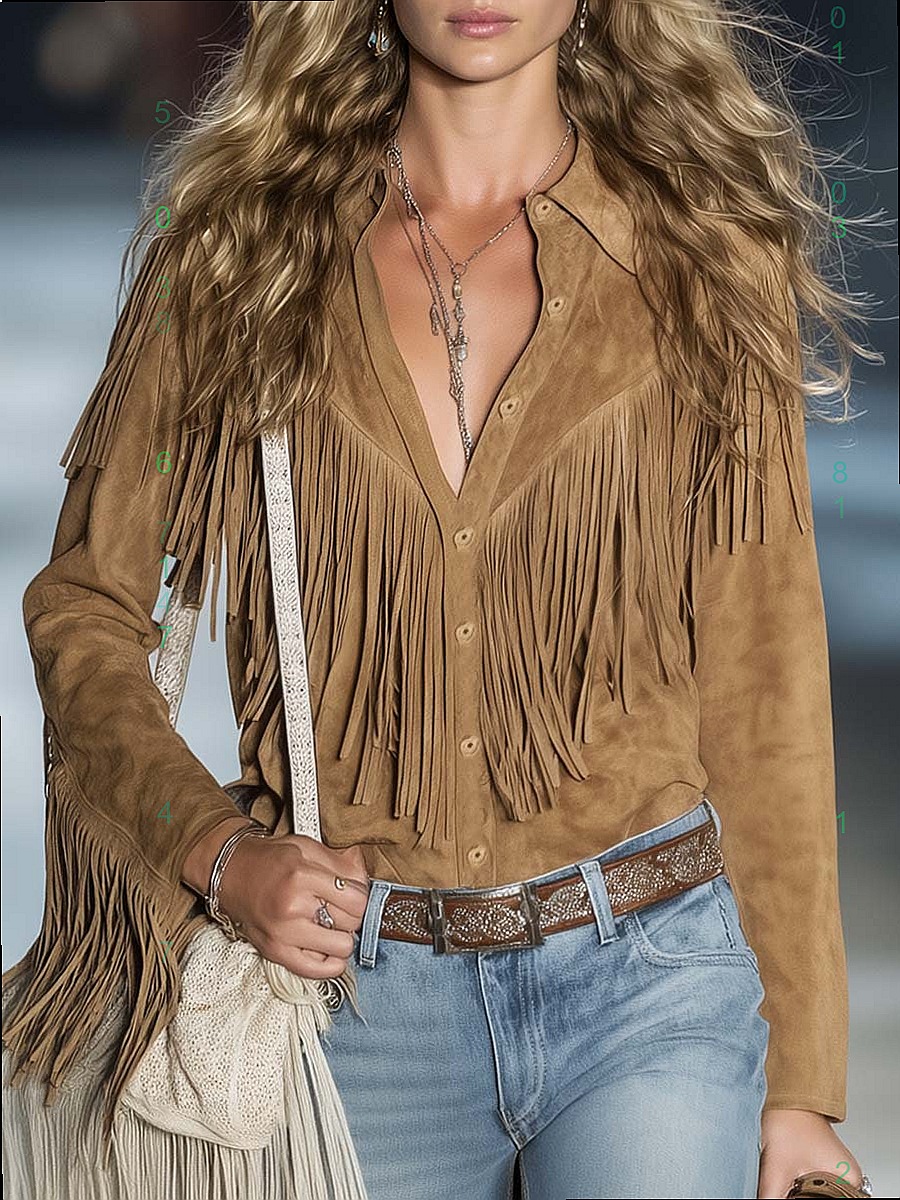 Chemisier bohème à franges pour femme, haut fluide, chemise décontractée printemps-été, blouses bohèmes