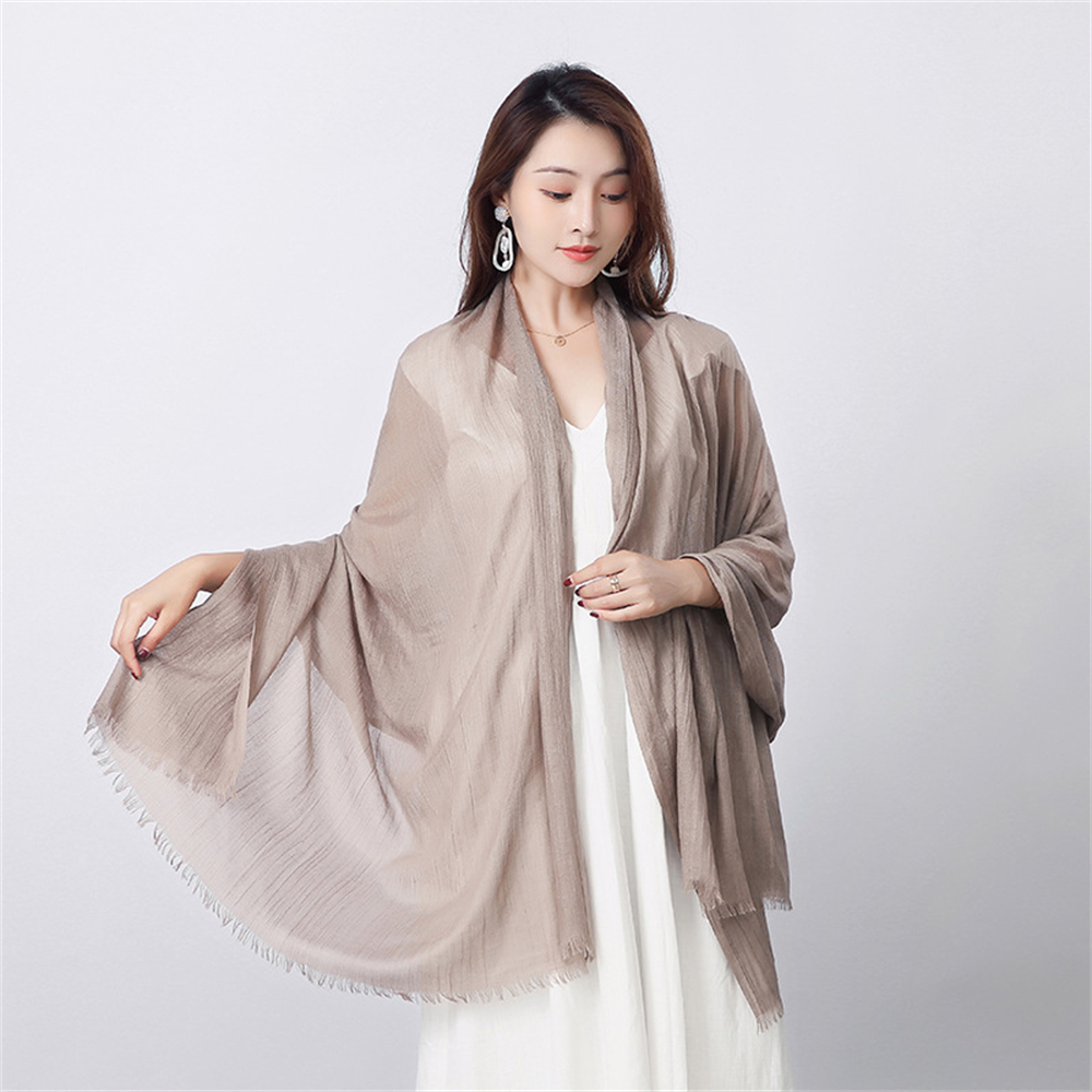 Écharpe de Protection Solaire en Coton et Lin pour Femme, Châle Solide, Serviette de Plage, Collection Printemps-Automne et Hiver