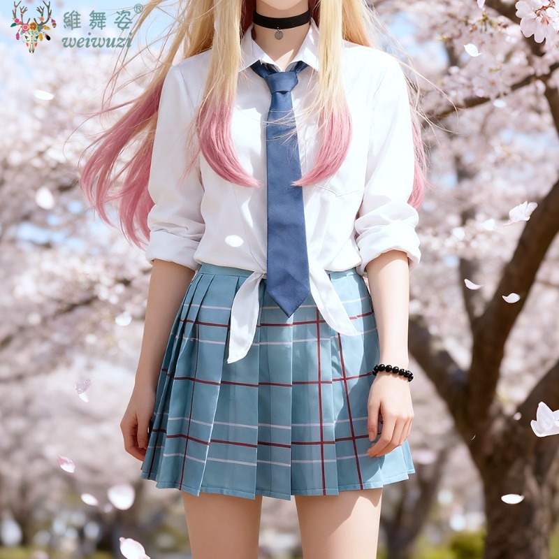 Anime Dressing Man Falling In Love Cos Hitokawa Hai Dream JK Uniformes Scolaires Costumes Cosplay Costumes Fille Halloween Costumes Fantaisie Spectacle De Scène Jeunesse Beau Classique Chemise Blanche Avec Cravate Bleu
