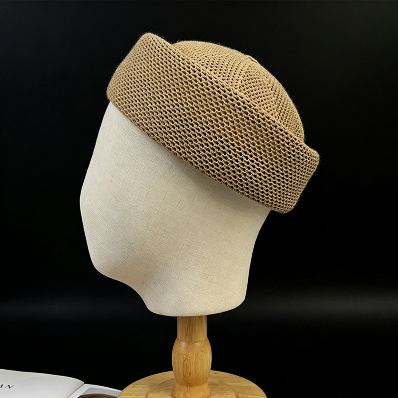 Chapeau de paille respirant en maille pour femme, style japonais, élégant, coloré, pour l'été en extérieur, avec dessus concave circulaire, type calotte ou béret