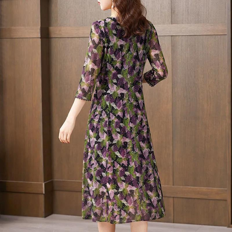 Robe Longue Vintage Élégante pour Femme, Col en V, Manches 3/4, Slim, Tuniques, Grande Taille, Pull Chic, Mode Décontractée, Nouvelle Collection Printemps Été