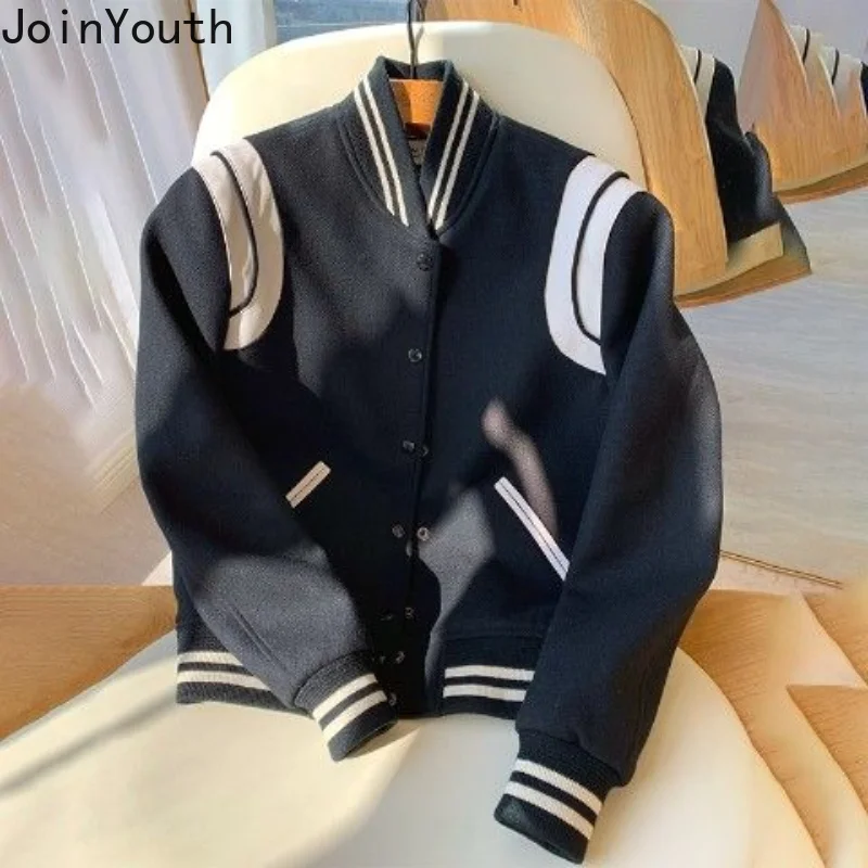 Vestes épaisses et décontractées pour femmes, vêtements à la mode, uniforme de Baseball rouge, Ropa Mujer, manteau ample surdimensionné coréen, Tops Y2k, 2025
