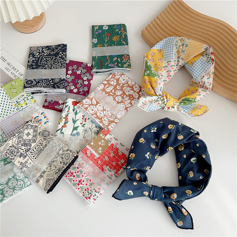 Foulard Carré Imprimé pour Femme, 58x58cm, Turban, Bandeau de Sauna, Bandana, Enveloppe de Sauna, Décoration Ronde du Cou