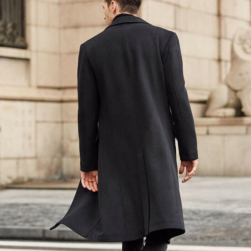 Automne hiver hommes laine manteau solide à manches longues vestes en laine polaire hommes pardessus Streetwear mode longue Trench manteau vêtements d'extérieur