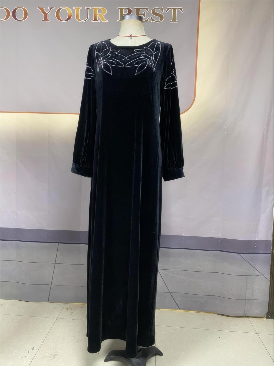Eid Robe de soirée musulmane pour femmes Abaya printemps velours diamant robes Ramadan ceinture robes Largos dubaï Robe Jalabiya 2024