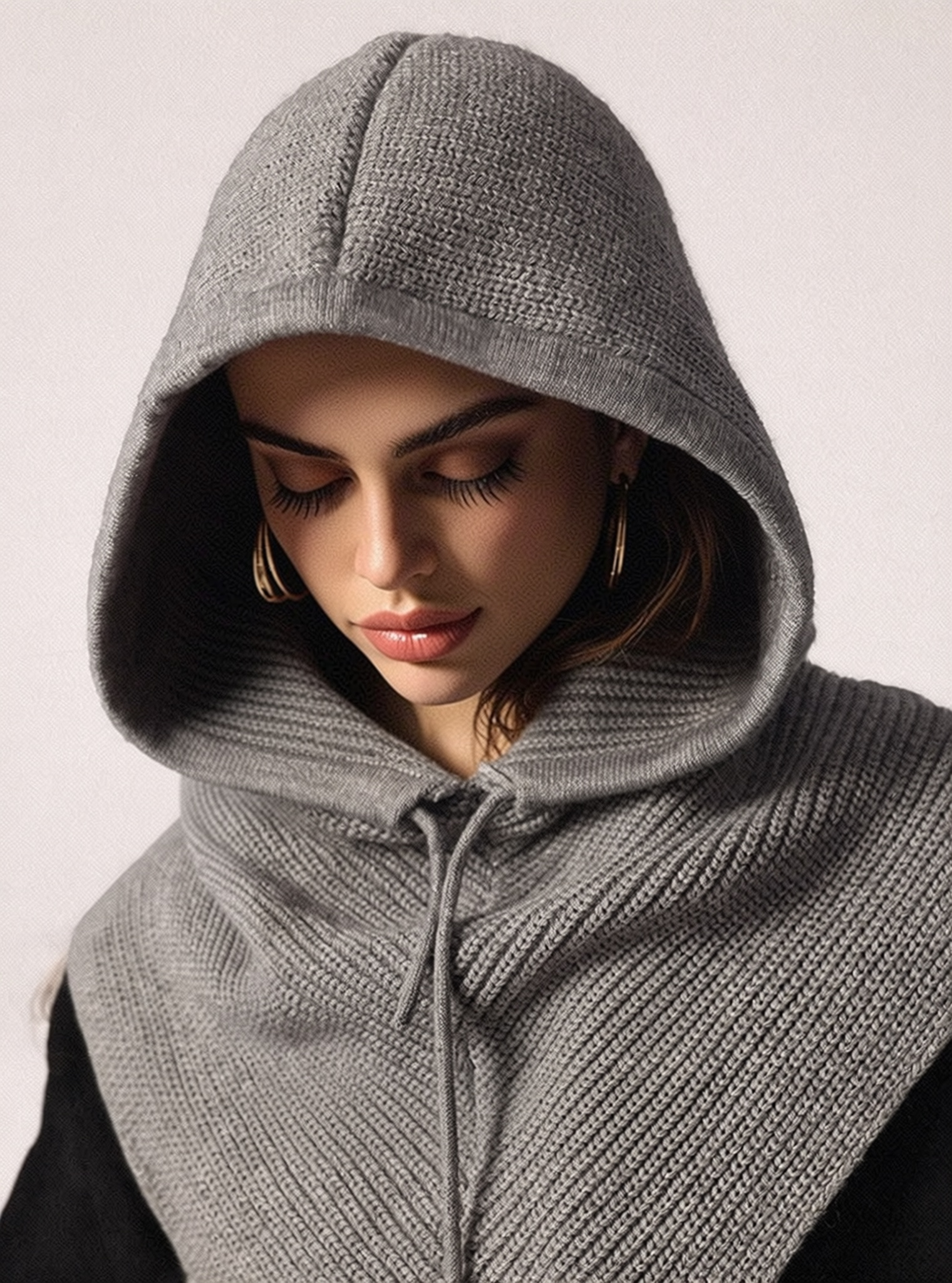 Cagoule d'hiver tricotée pour femmes, bonnet chaud d'extérieur avec collier de cou intégré, bonnets pour filles