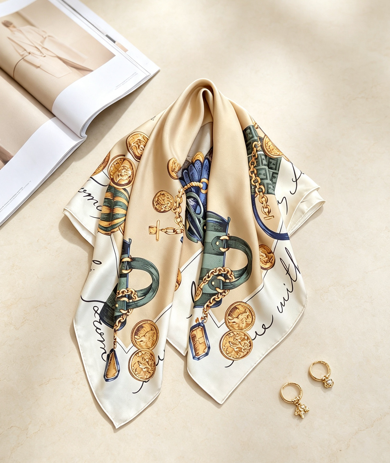 Foulard carré imprimé motif floral en soie de mûrier 100%, foulard de luxe pour femme, châle de protection solaire, accessoires de mode