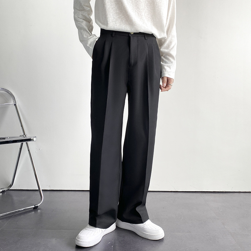Nouveau pantalon droit pour homme 2026, style coréen, coupe ample, décontracté, drapé, blanc, large, streetwear masculin