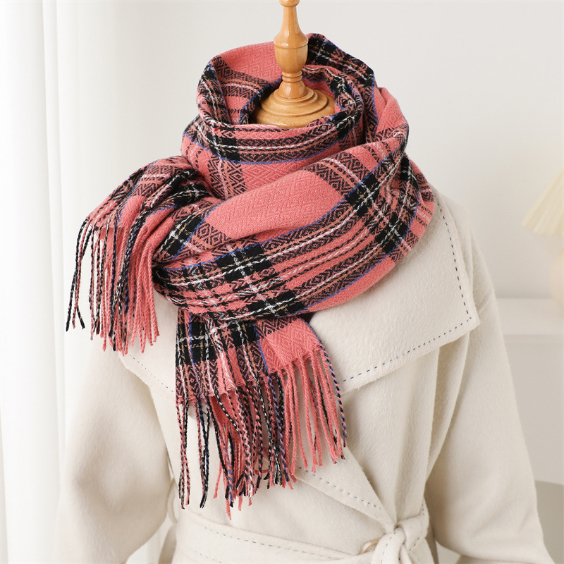 Marque de luxe Plaid hiver femmes cachemire écharpe chaud foulard Pashmina dame châles et enveloppes décontracté gland foulards silencieux