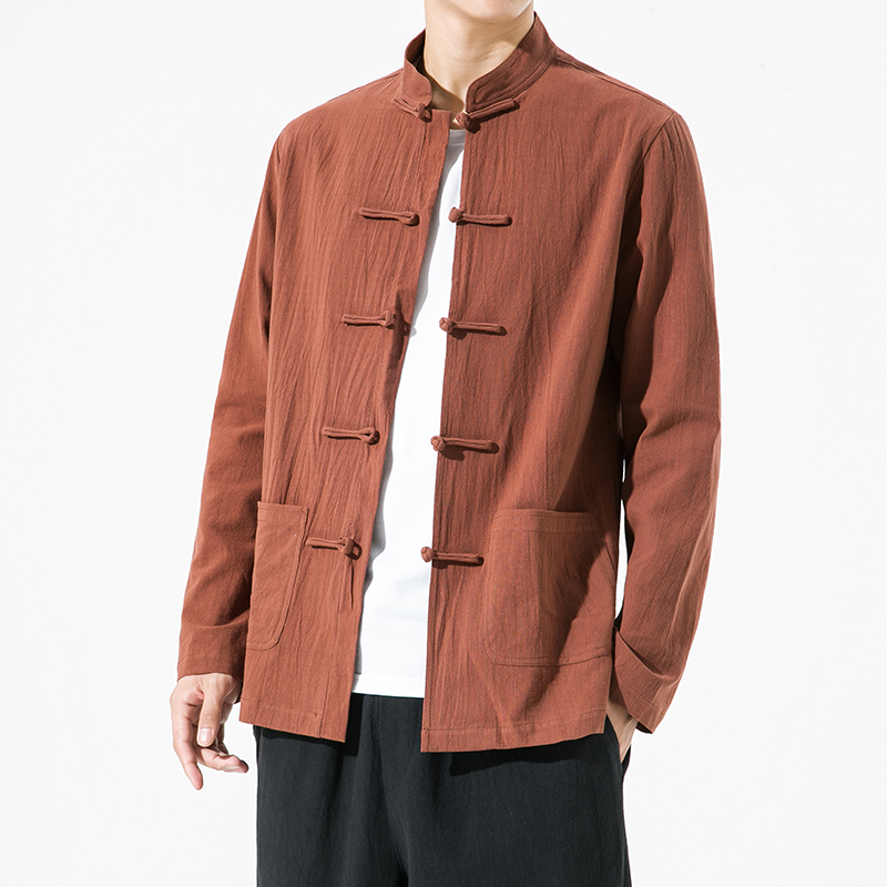 Vêtements traditionnels chinois d'été, chemises amples en coton et lin pour hommes, chemises à col montant, costumes Wu Tang Kung Fu, haut TS-867