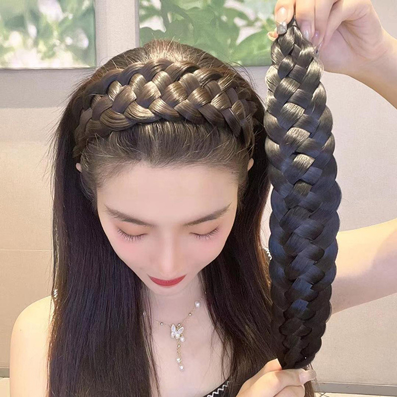 Nouveaux bandeaux larges torsadés pour femmes, bandeaux tressés en queue de poisson faits à la main, accessoires de coiffure, cadeau
