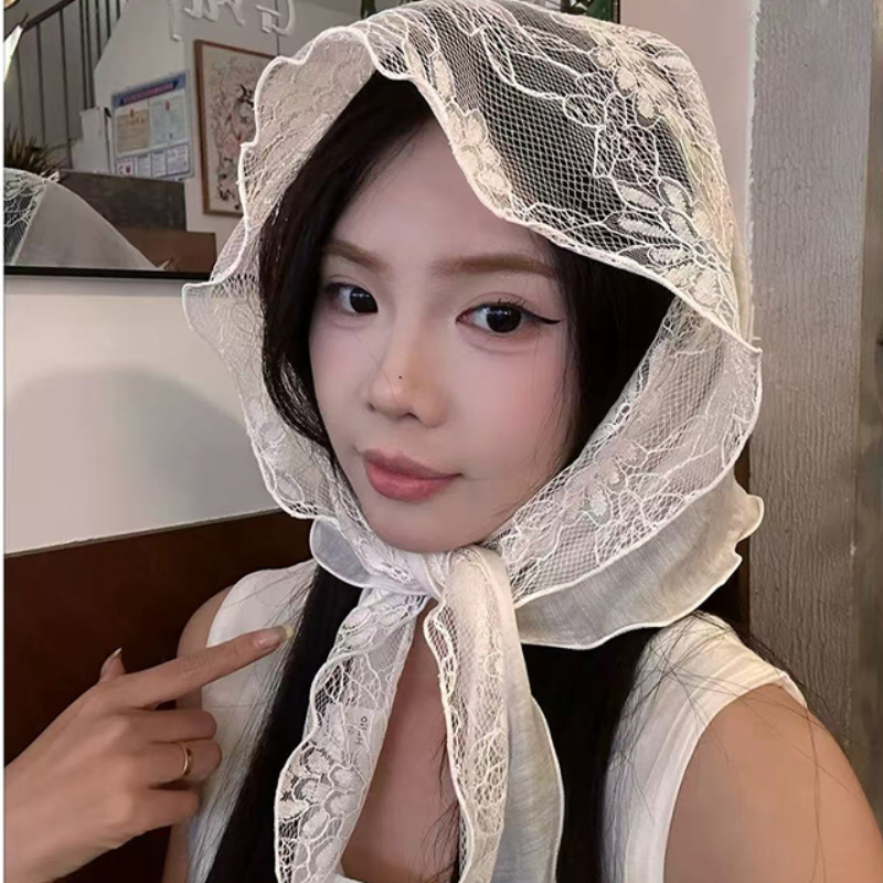 Écharpe triangulaire en dentelle patchwork pour femme, foulard polyvalent et tendance pour le cou, bandeau polyvalent, écharpe de taille