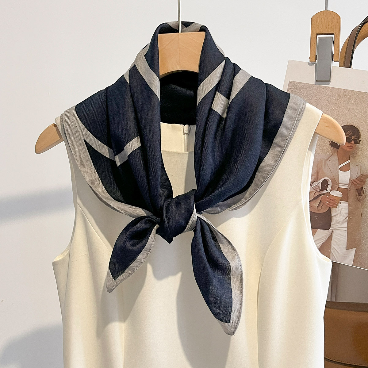 Foulard carré en coton pour femmes, 65x65, motifs géométriques, garde au chaud, Foulard Bandana, cravates, printemps automne