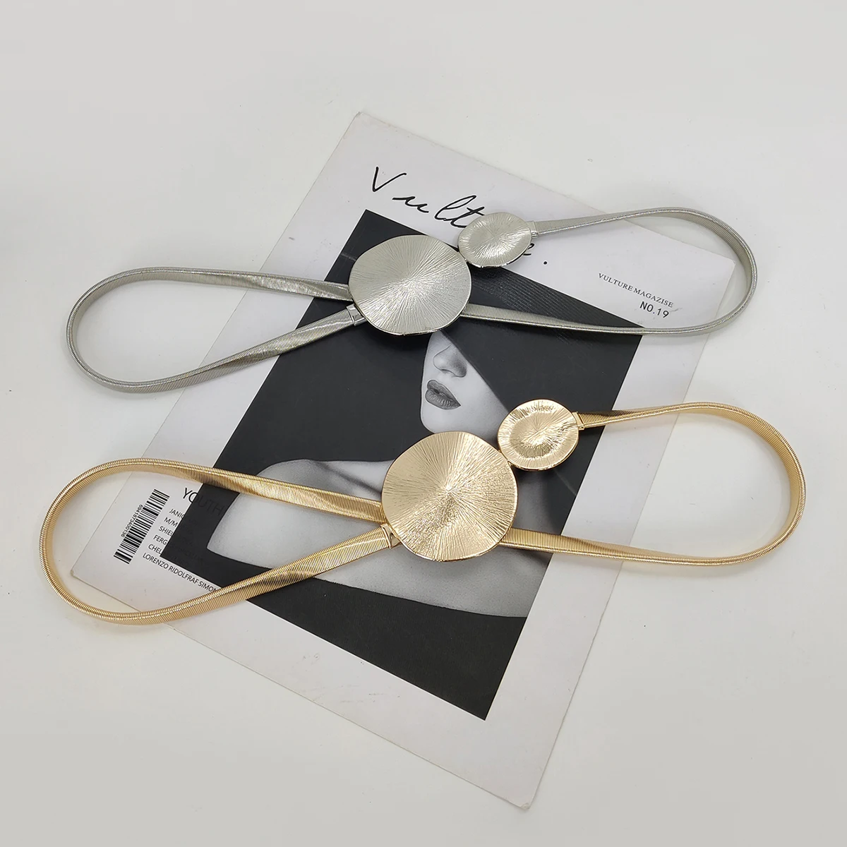 Ceinture à chaîne dorée pour femmes, élastique, pour robe, en métal argenté, accessoire de luxe Y2k