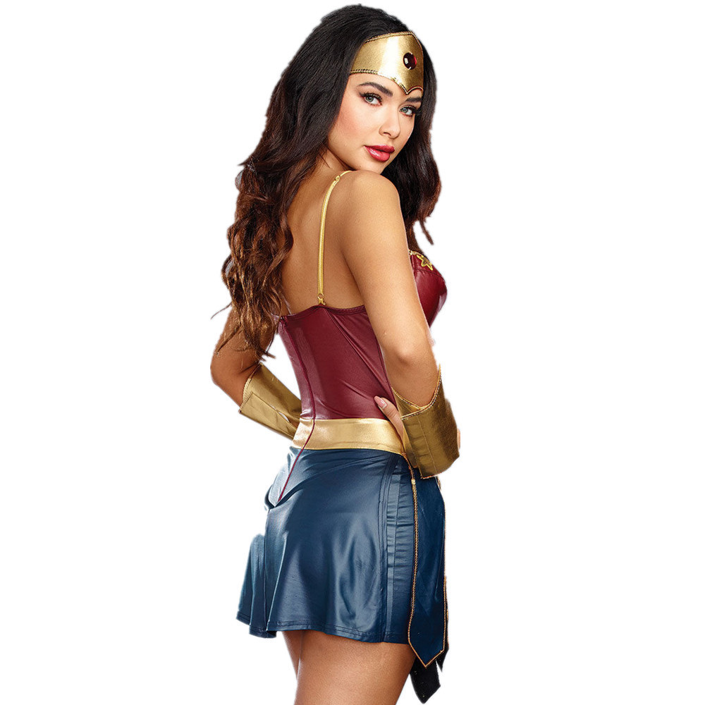 Robe de Costume de super-héros d'halloween pour femmes, tenue de Cosplay merveille Sexy en cuir, vêtements fantaisie de spectacle sur scène
