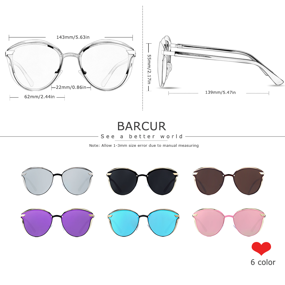 Lunettes de soleil polarisées de luxe BARCUR femmes lunettes de soleil rondes lunettes de soleil femme