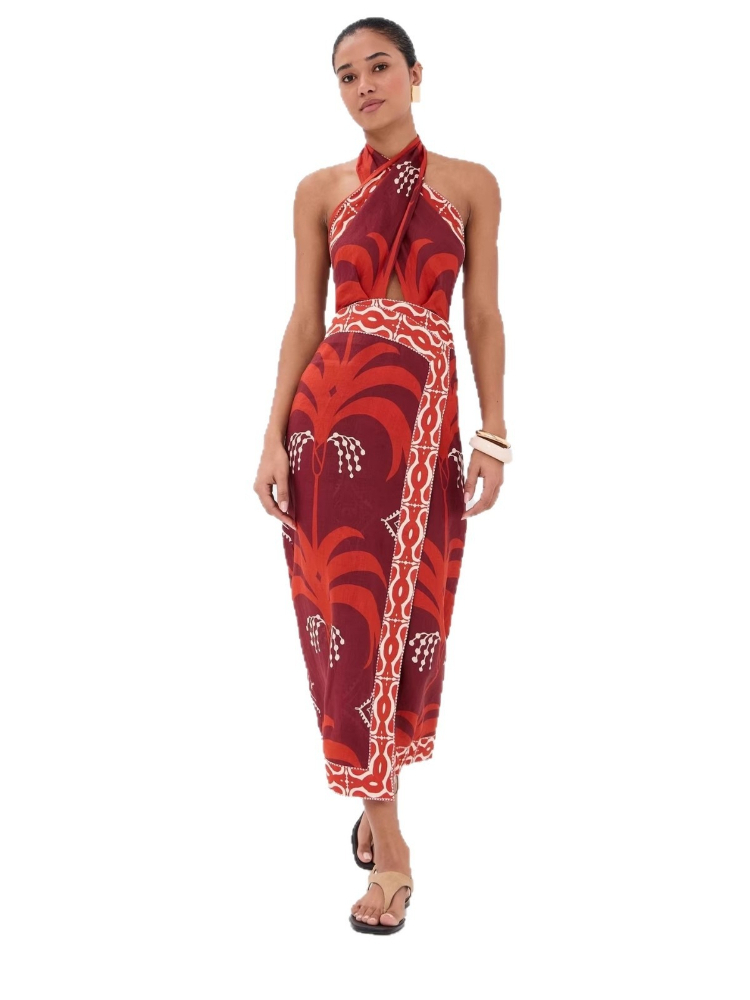 Nouvelle Robe d'été 2026 pour Femme, Design Élégant, Col Croisé, Imprimé Floral, Dos Nu, Style Plage et Vacances