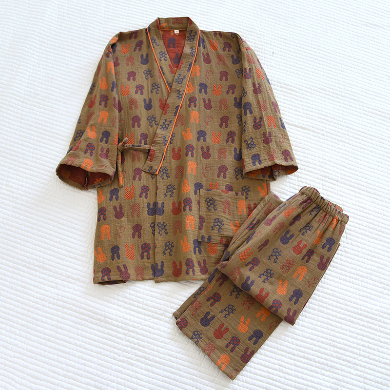 Ensemble Kimono Japonais Décontracté pour Femme, Pyjama Trempé, Vêtement de Maison, Demi Manches, Nouvelle Collection
