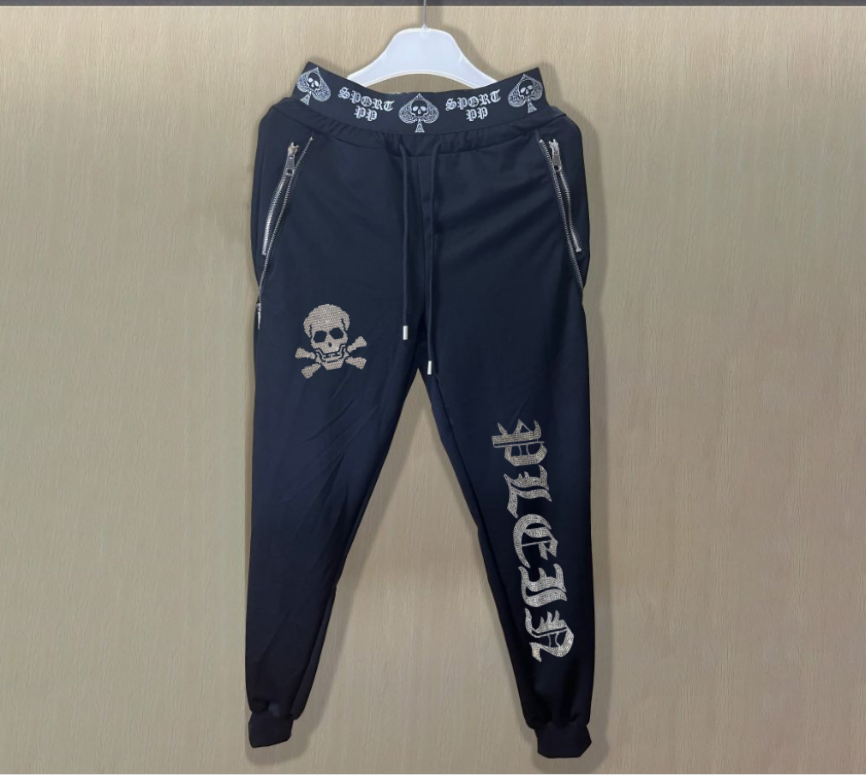 2025 nouveaux pantalons de survêtement pantalons de survêtement hommes coupe ajustée pantalons d'entraînement mâle multi-poches décontracté strass pantalon Design vêtements de sport