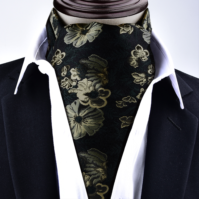 Écharpe pour homme 1 pièce pour le printemps, l'automne et l'hiver, écharpe Ascot rétro à motif floral, écharpe de costume de style britannique, écharpe de col de chemise, chaude