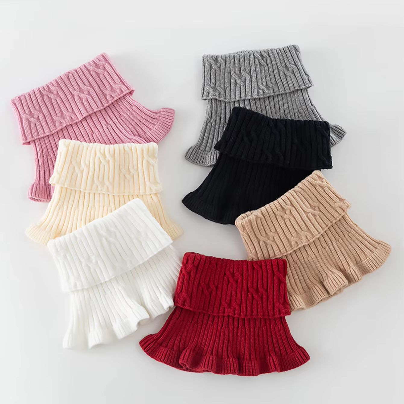 Femmes hiver tricoté coton faux col écharpe femmes chaud col roulé cou plus chaud détachable hiver coupe-vent écharpe