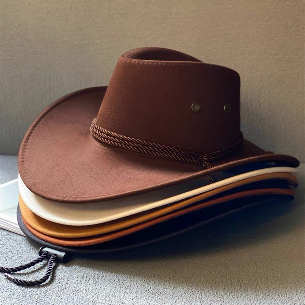 Chapeau de cowboy western à large bord vintage, chapeau de soleil à grand rebord pour festival de musique, chapeau de jazz, fête, cosplay, escalade en plein air
