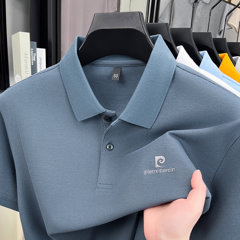 Polo de luxe pour homme en coton brodé avec lettres, à manches courtes et revers, idéal pour le quotidien et polyvalent