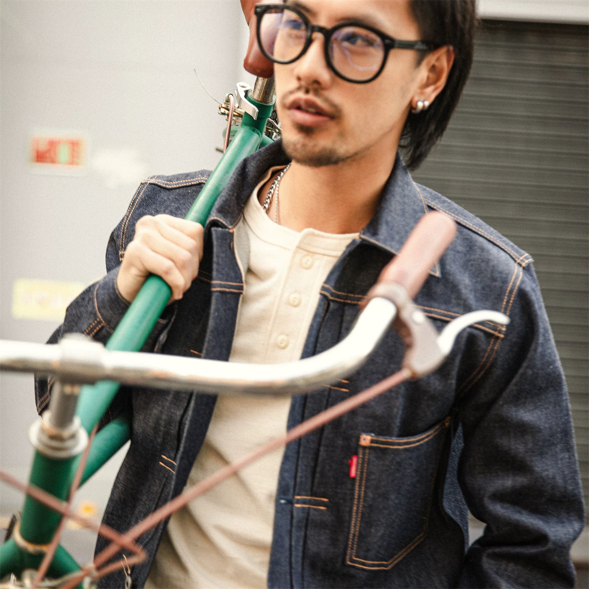 Veste en jean rouge Tornado 506XX, chemisier en jean à lisière de type 1 de style décontracté américain