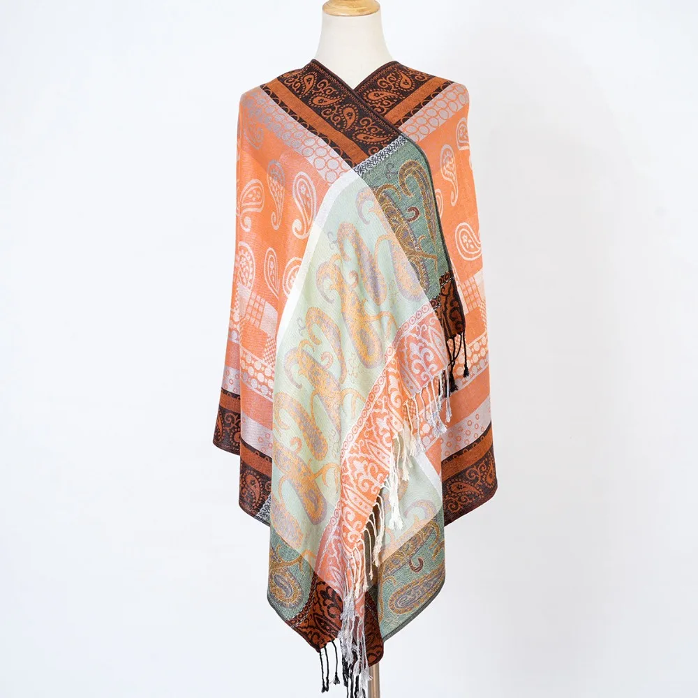 Écharpe Pashmina en forme de cajou arc-en-ciel, grand châle doux et chaud, foulard polyvalent pour femmes, accessoire d'hiver