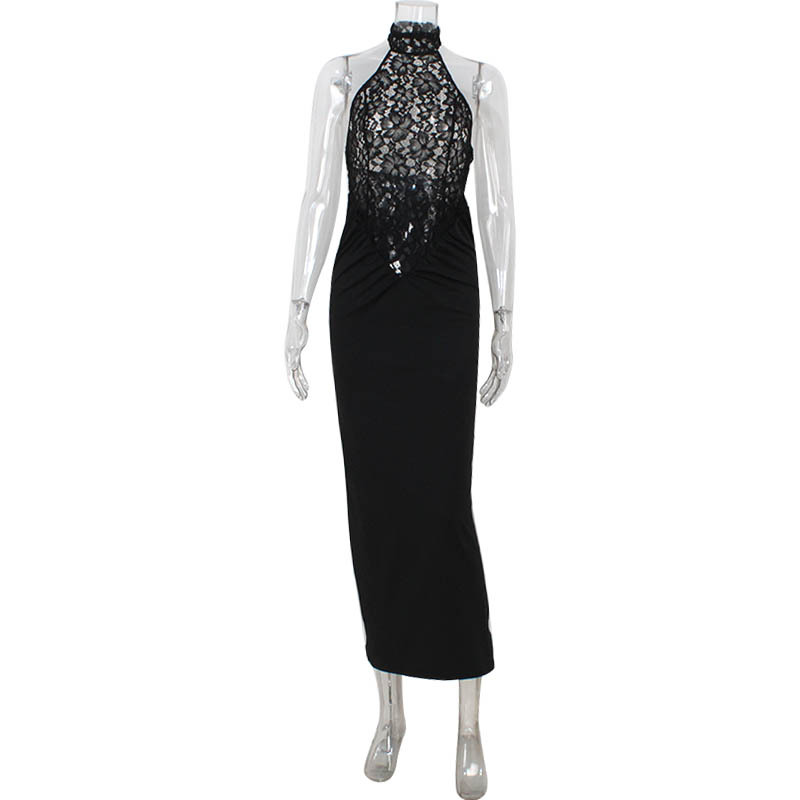 Robes patchwork en dentelle pour femmes, streetwear sexy, gaine en fibre précieuse solide, hanche ronde, longue robe éducative, femme élégante, mode