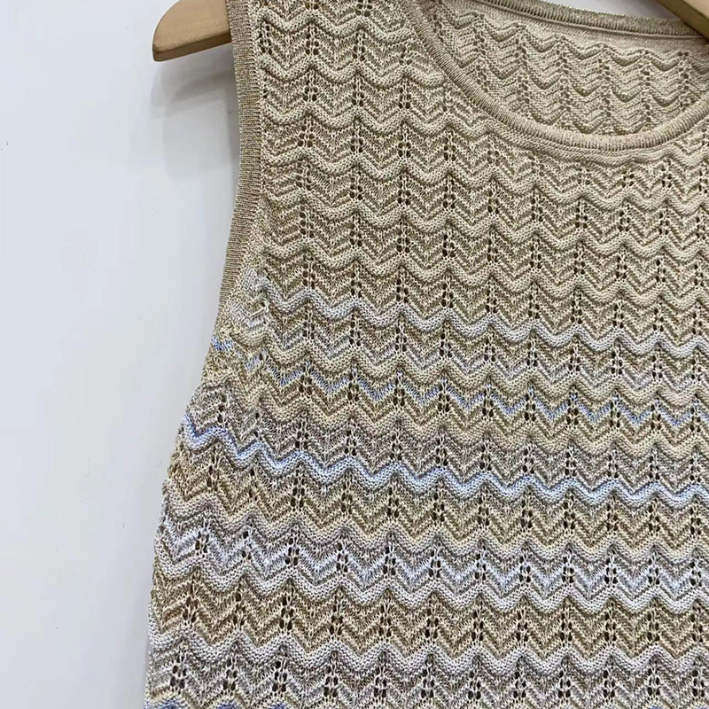 Robe débardeur sans manches à col rond pour femme, coupe cintrée, en tricot dégradé, nouvelle collection automne 2025