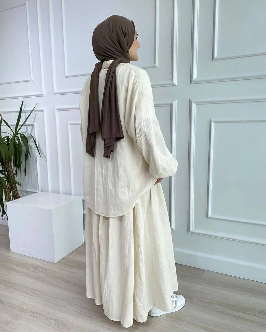 Ensemble chemise et jupe à manches longues pour femmes musulmanes, 2 pièces, Eid, élégant, Abaya, Dubaï, Turquie, islamique, décontracté, couleur unie, document, mode
