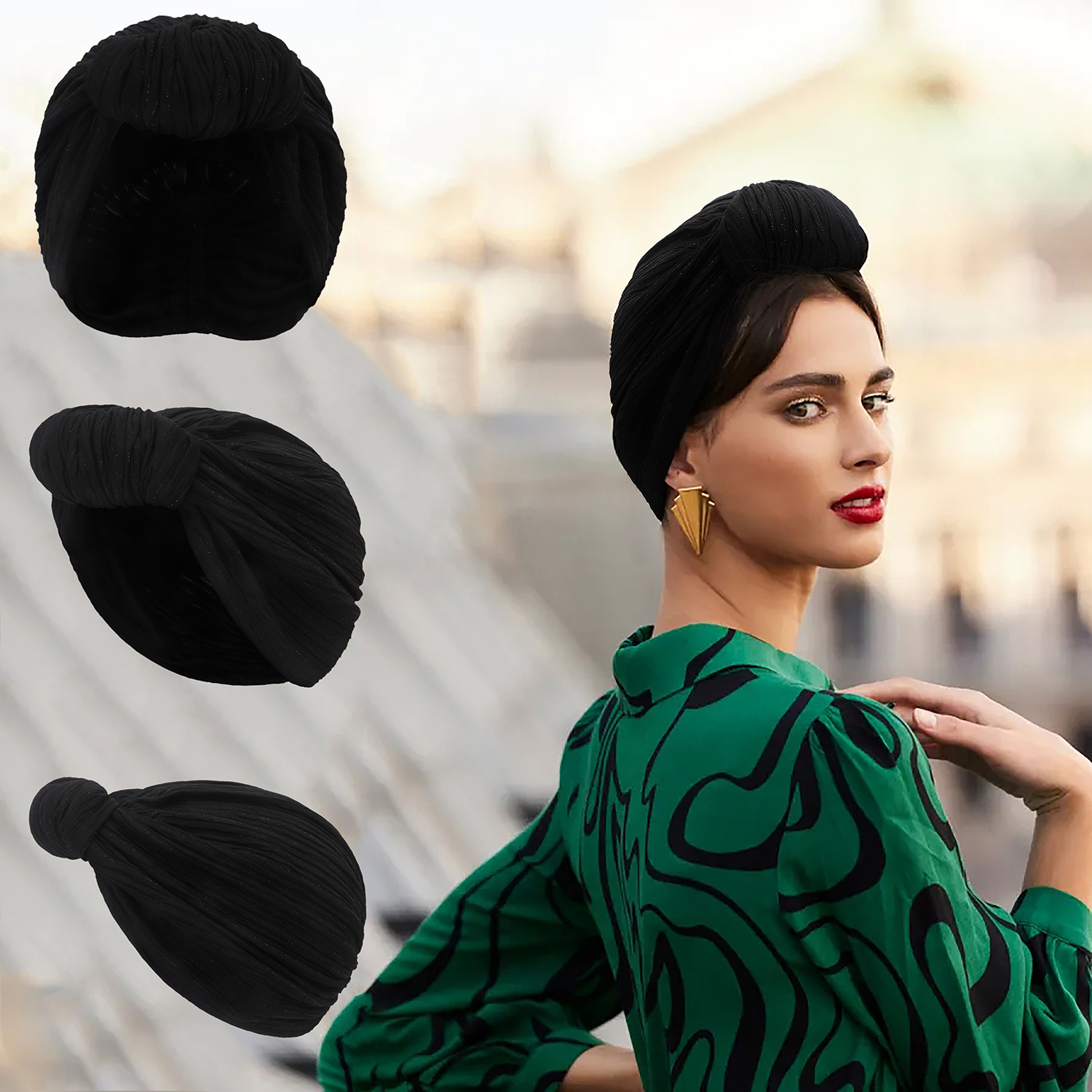 Mode femmes briller fil d'argent noeud Turban casquette automne hiver chaud chapeaux Bonnet décontracté Streetwear femme musulman indien chapeaux