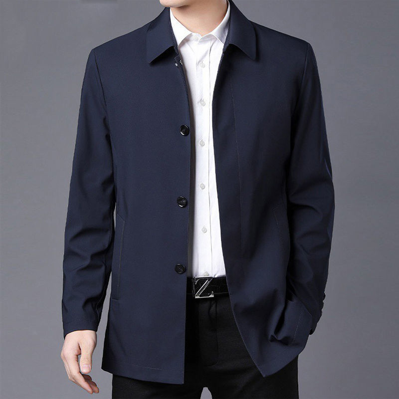 Vestes coupe-vent d'affaires décontractées pour hommes, manteaux de marque de qualité supérieure, Trench-Coat de printemps pour hommes, couleur unie, veste mi-longue pour hommes