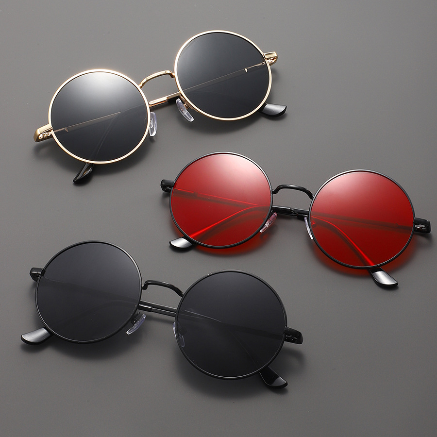 Lunettes de soleil rondes tendance pour hommes et femmes, style vintage, pour la conduite, monture métallique de marque de luxe, Lentes De Sol