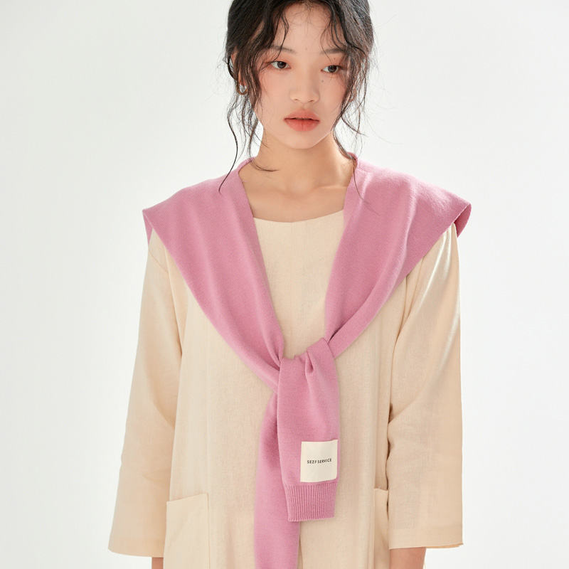 Châle tricoté coréen pour femme, chemisier, épaules, faux col, Cape nouée, écharpe de protection du cou, couleur unie, automne hiver