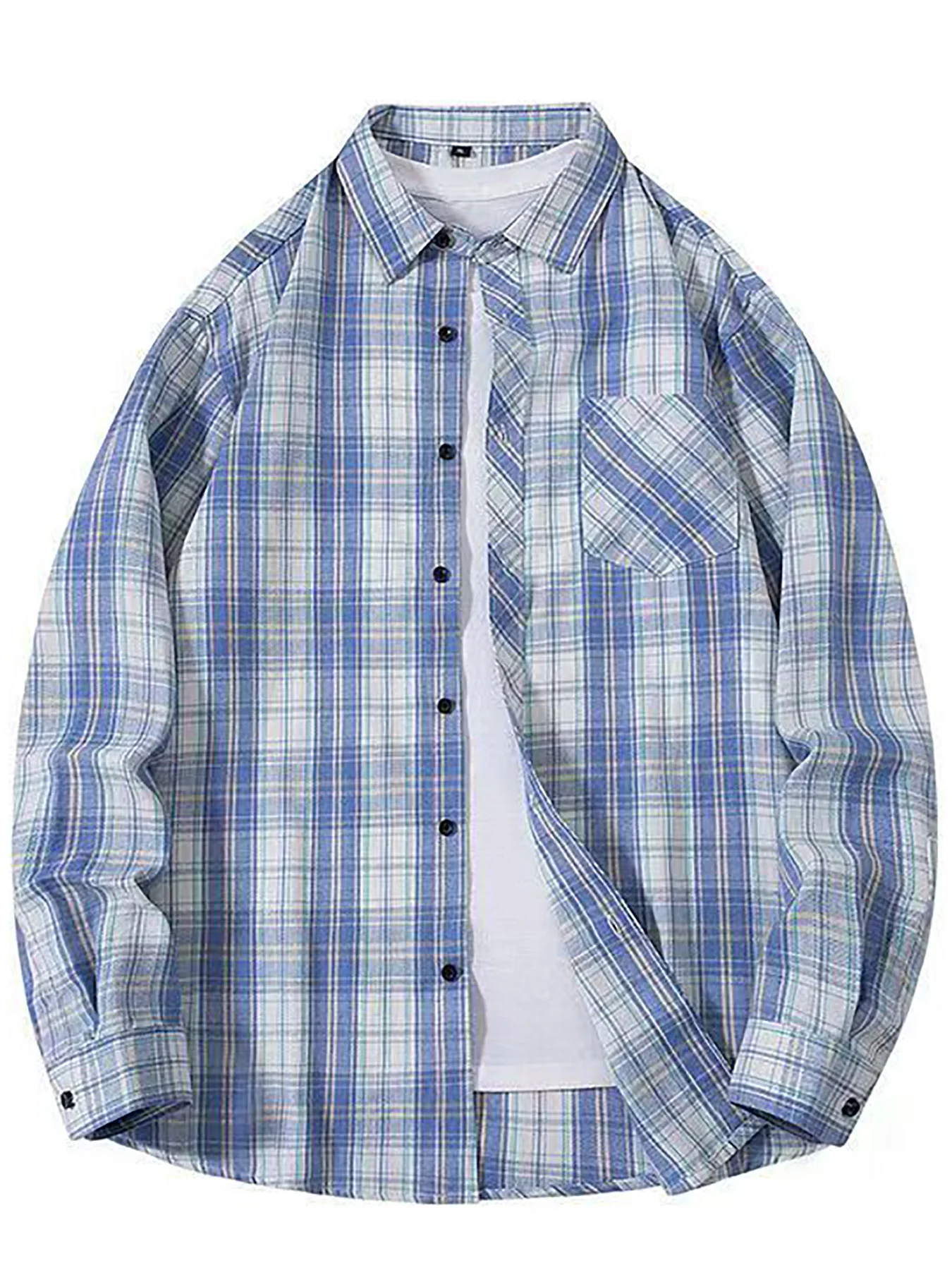 Chemise Homme Manches Longues Nouvelle Collection Printemps Style Rétro Cool Motif Quadrillé Japonais Grande Taille Col Chemise-Veste Coupe Standard Tendance Jeunesse