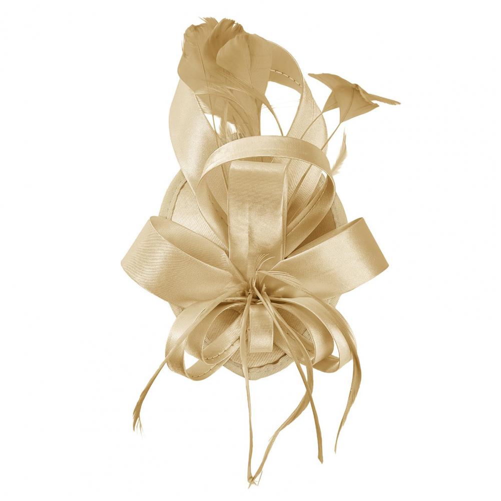 Fascinateur de chapeau de cerceau de cheveux avec la pince à cheveux, bande élastique, ruban de fausse plume, décor de tissu de satin, accessoires de bande de sauna de femmes, nouveau
