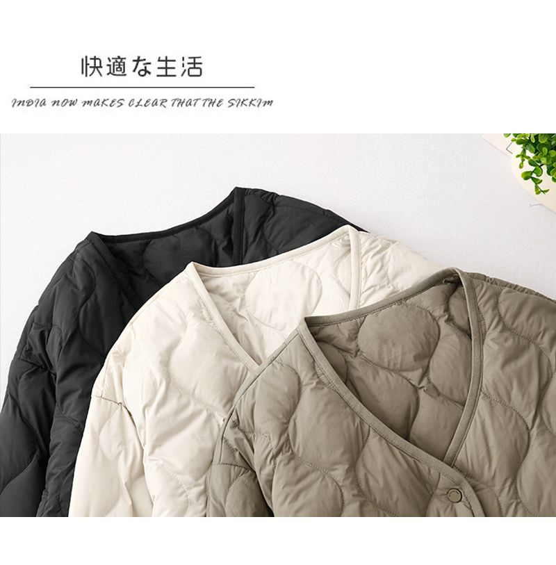 Veste d'hiver femme veste femme automne et hiver veste rembourrée femme courte Joker col en v empilé léger manteau rembourré en coton