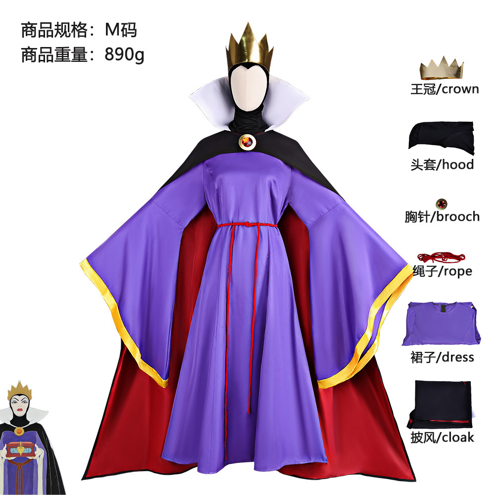 Costume de Cosplay Reine Maléfique, Robe de Spectacle Théâtral, Tenue de Reine Méchante pour Adulte, Déguisement de Carnaval d'Halloween