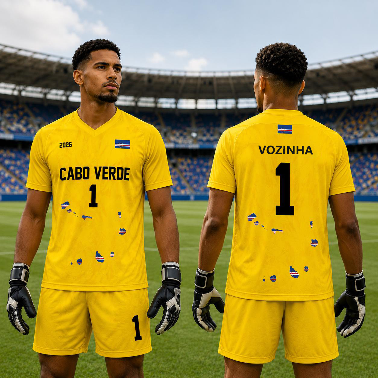 Maillot de football Capo-Vert pour adulte et enfant, maillot de gardien de but VOZINHA n°1, t-shirt de sport d'été pour homme, vêtements pour enfant, t-shirt pour femme