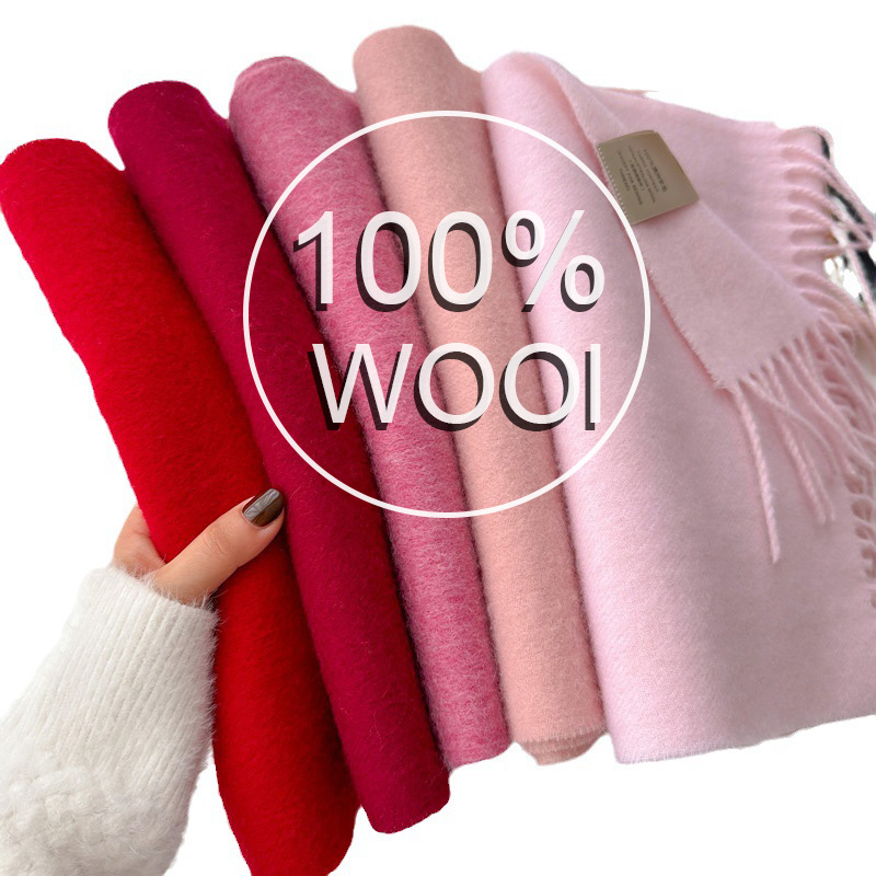 Luxe hiver 100% laine écharpe femmes cachemire mouchoir chaud Pashmina femme châle solide enveloppement doux Bufanda foulards étole 2025